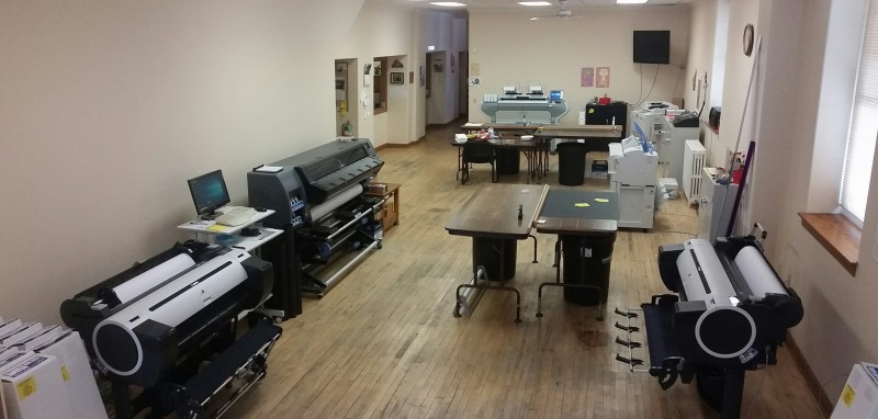 Wide-format printers in the Blueprint Solutions shop