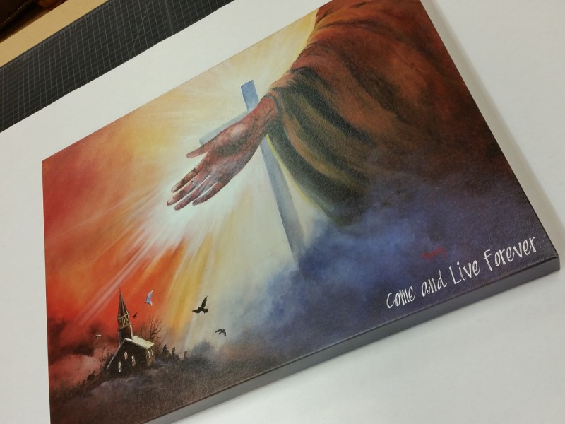 Canvas print of a painting of an outstretched hand