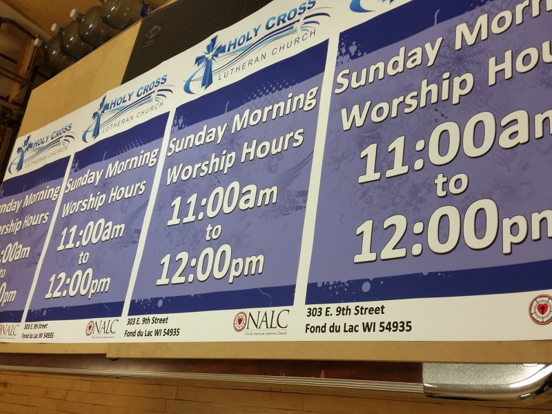 Sunday morning worship hours signs