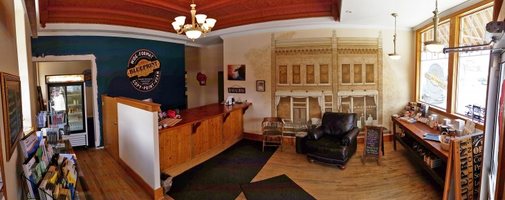 Panorama of the Blueprint Solutions lobby and front counter